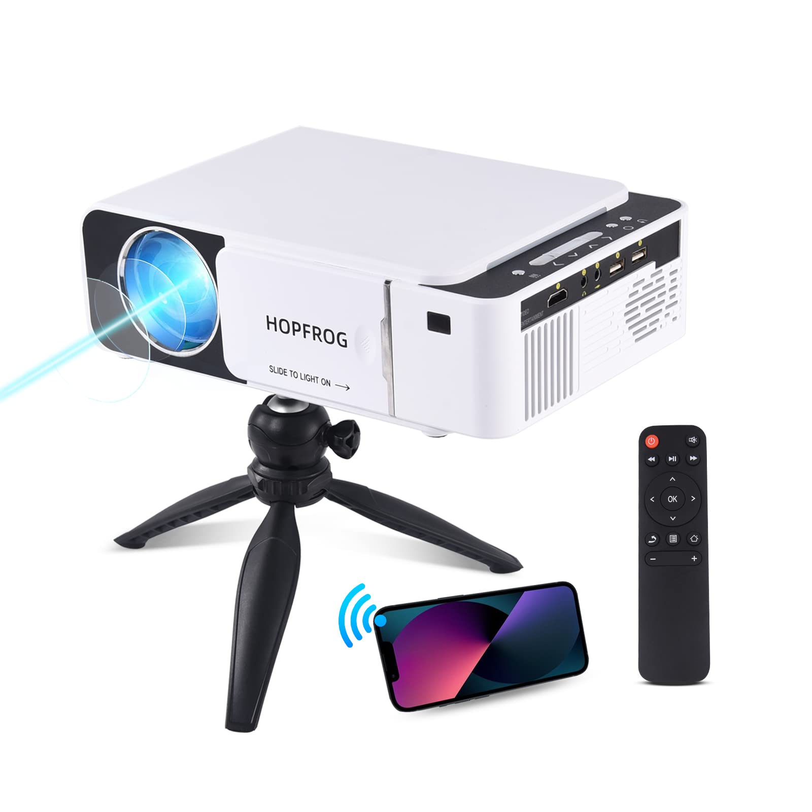2024 Upgraded Full Hd 1080P Projector, 9500 Lumens Portable Movie Projector, Iphone Projector With Wifi And Tripod Mount, Proyec